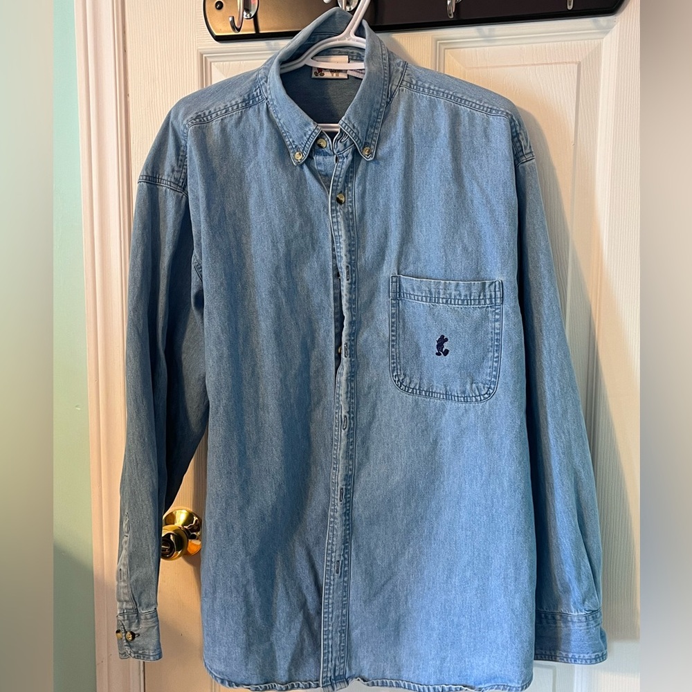 Disney Blue Denim Shirt with Mickey Mouse Patch